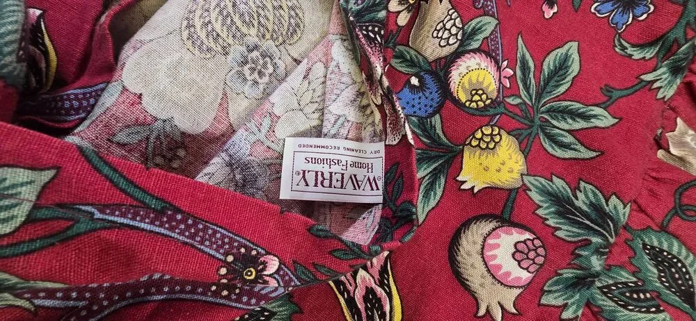 Two Vintage Waverly Home Fashions Red Floral Ruffled Pillow Sham Accent